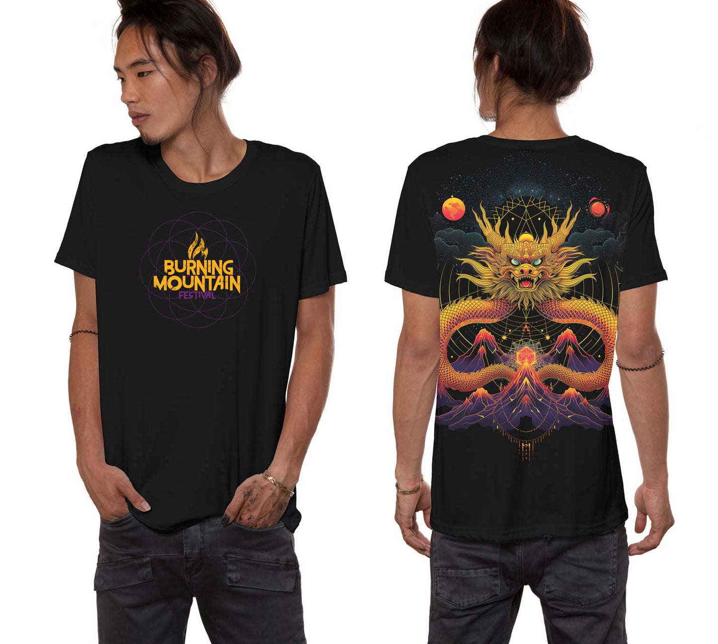 Burning Mountain Festival T-Shirt (Golden Dragon)